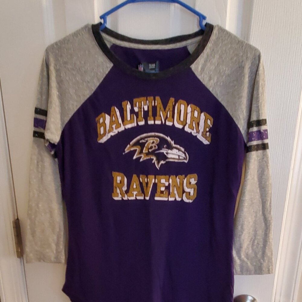 G-III NFL Women's Baltimore Ravens On The Field 3/4 Sleeve Raglan T-Shirt